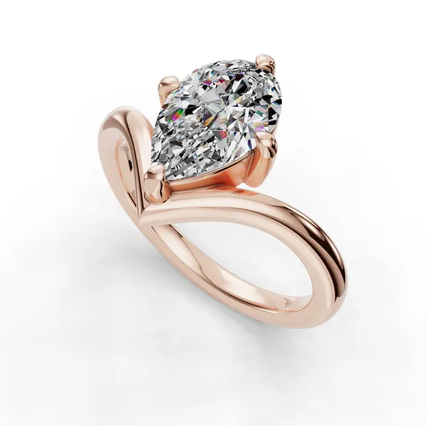 14K Rose Gold Pear Engagement Ring Setting SVS Fine Jewelry Oceanside, NY