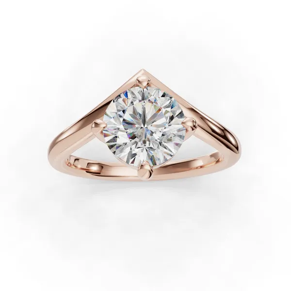 14K Rose Gold Round Engagement Ring Setting Image 4 SVS Fine Jewelry Oceanside, NY