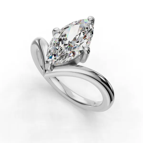 14K White Gold Marquise Engagement Ring Setting SVS Fine Jewelry Oceanside, NY