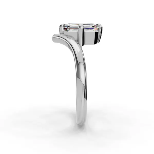 14K White Gold Emerald Engagement Ring Setting Image 3 SVS Fine Jewelry Oceanside, NY