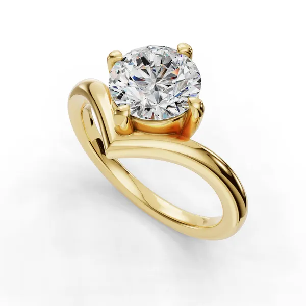 14K Yellow Gold Round Engagement Ring Setting SVS Fine Jewelry Oceanside, NY