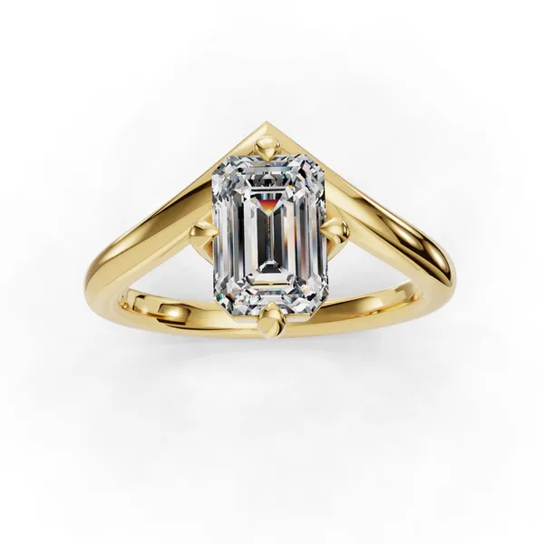 14K Yellow Gold Emerald Engagement Ring Setting Image 4 SVS Fine Jewelry Oceanside, NY