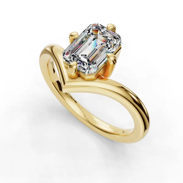 14K Yellow Gold Emerald Engagement Ring Setting SVS Fine Jewelry Oceanside, NY