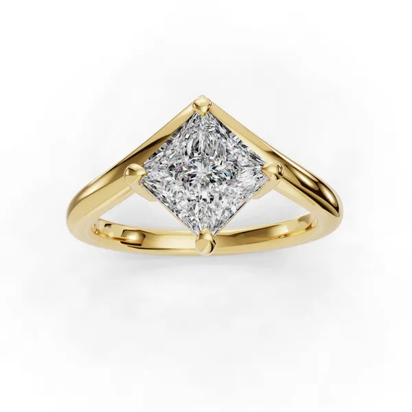 14K Yellow Gold Princess Engagement Ring Setting Image 4 SVS Fine Jewelry Oceanside, NY