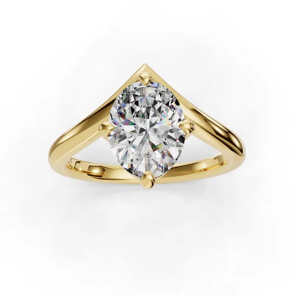 14K Yellow Gold Oval Engagement Ring Setting Image 4 SVS Fine Jewelry Oceanside, NY