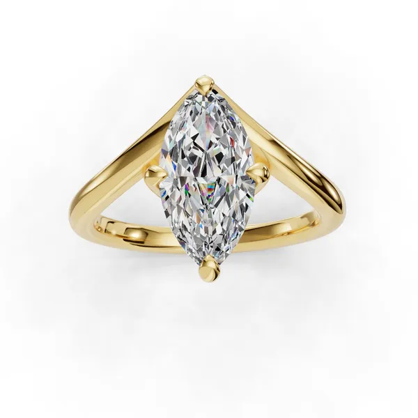 14K Yellow Gold Marquise Engagement Ring Setting Image 4 SVS Fine Jewelry Oceanside, NY