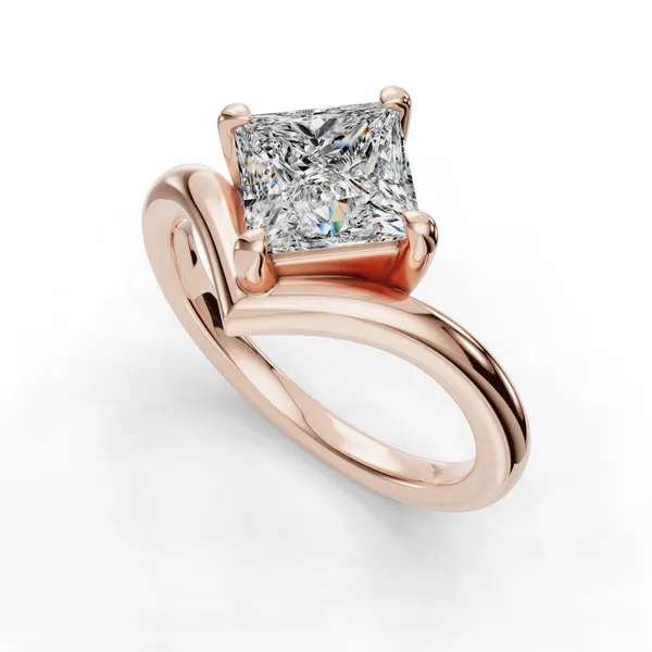 18K Rose Gold Princess Engagement Ring Setting SVS Fine Jewelry Oceanside, NY