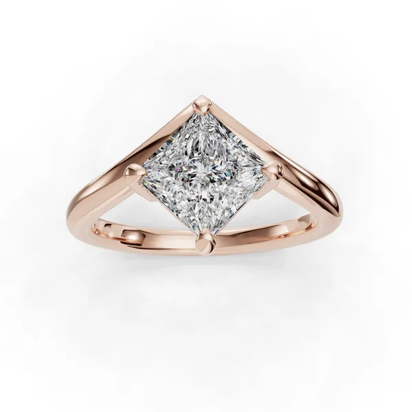18K Rose Gold Princess Engagement Ring Setting Image 4 SVS Fine Jewelry Oceanside, NY