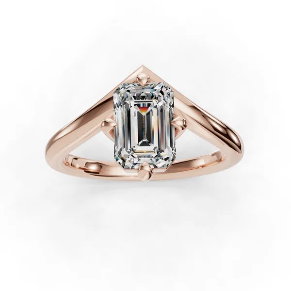 18K Rose Gold Emerald Engagement Ring Setting Image 4 SVS Fine Jewelry Oceanside, NY