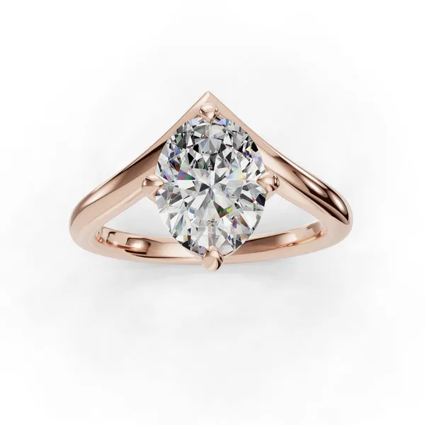 18K Rose Gold Oval Engagement Ring Setting Image 4 SVS Fine Jewelry Oceanside, NY