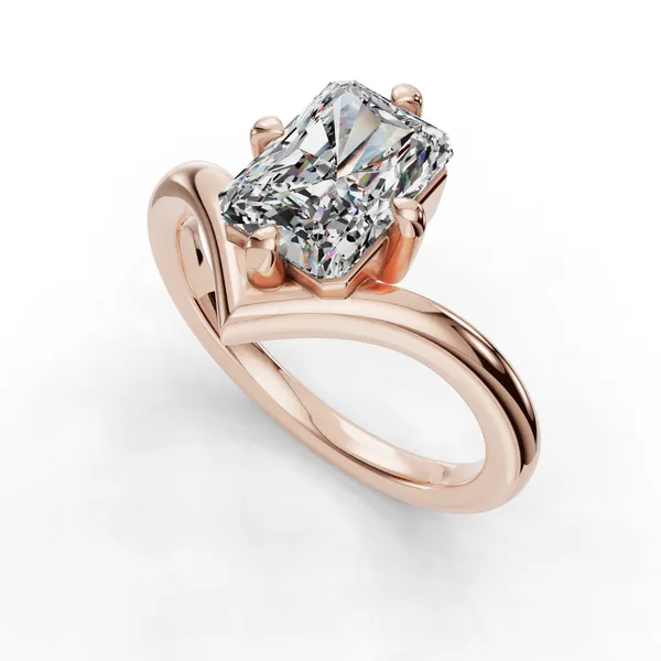 18K Rose Gold Radiant Engagement Ring Setting SVS Fine Jewelry Oceanside, NY