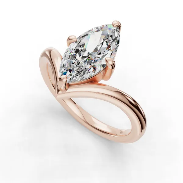 18K Rose Gold Marquise Engagement Ring Setting SVS Fine Jewelry Oceanside, NY