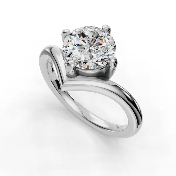 18K White Gold Round Engagement Ring Setting SVS Fine Jewelry Oceanside, NY