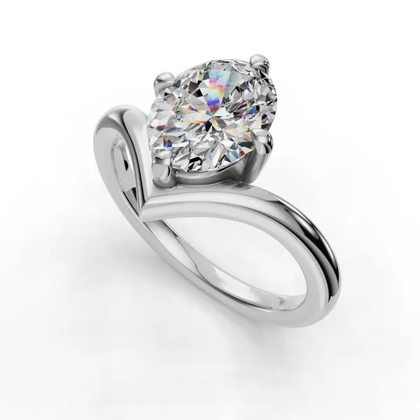 18K White Gold Oval Engagement Ring Setting SVS Fine Jewelry Oceanside, NY