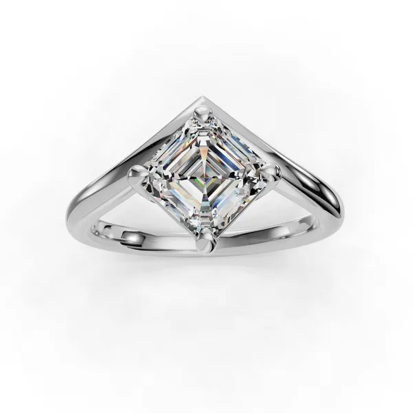18K White Gold Asscher Engagement Ring Setting Image 4 SVS Fine Jewelry Oceanside, NY