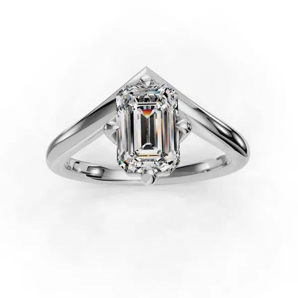 18K White Gold Emerald Engagement Ring Setting Image 4 SVS Fine Jewelry Oceanside, NY