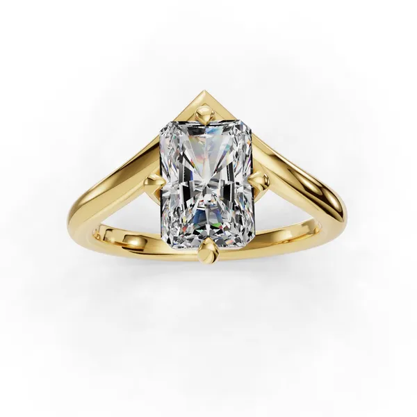 18K Yellow Gold Radiant Engagement Ring Setting Image 4 SVS Fine Jewelry Oceanside, NY