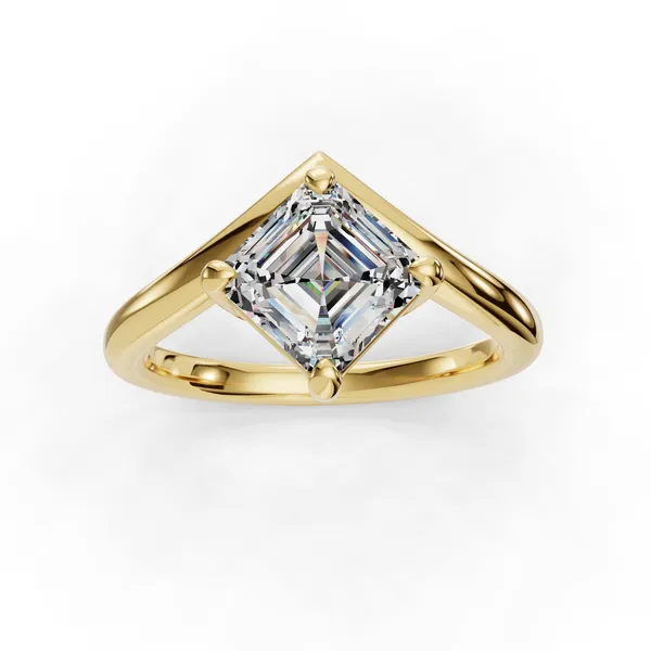 18K Yellow Gold Asscher Engagement Ring Setting Image 4 SVS Fine Jewelry Oceanside, NY