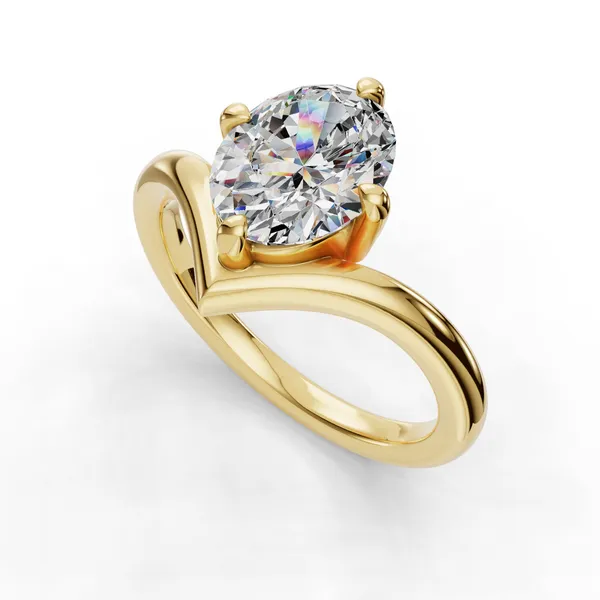 18K Yellow Gold Oval Engagement Ring Setting SVS Fine Jewelry Oceanside, NY