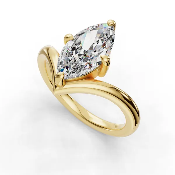 18K Yellow Gold Marquise Engagement Ring Setting SVS Fine Jewelry Oceanside, NY