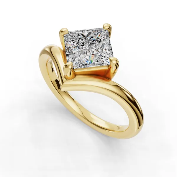 18K Yellow Gold Princess Engagement Ring Setting SVS Fine Jewelry Oceanside, NY