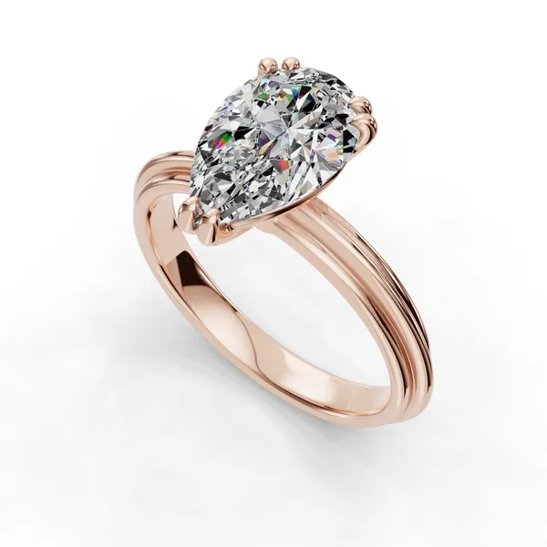 14K Rose Gold Pear Engagement Ring Setting SVS Fine Jewelry Oceanside, NY