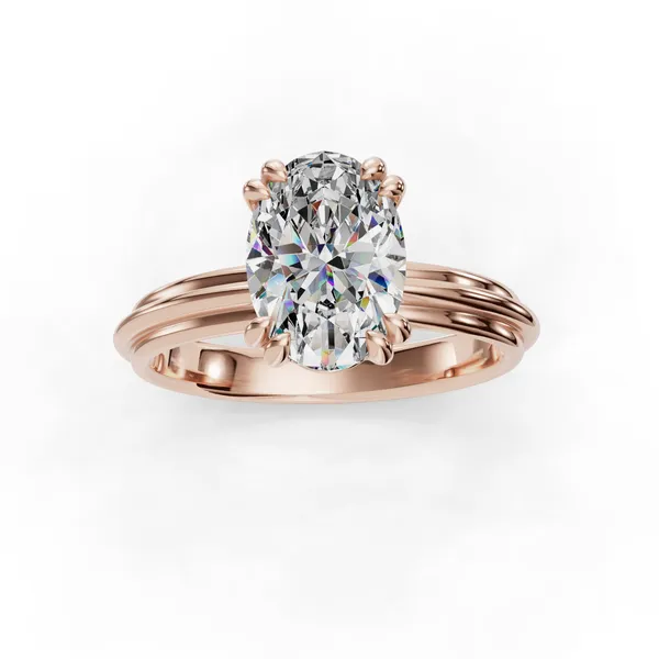 14K Rose Gold Oval Engagement Ring Setting Image 4 SVS Fine Jewelry Oceanside, NY