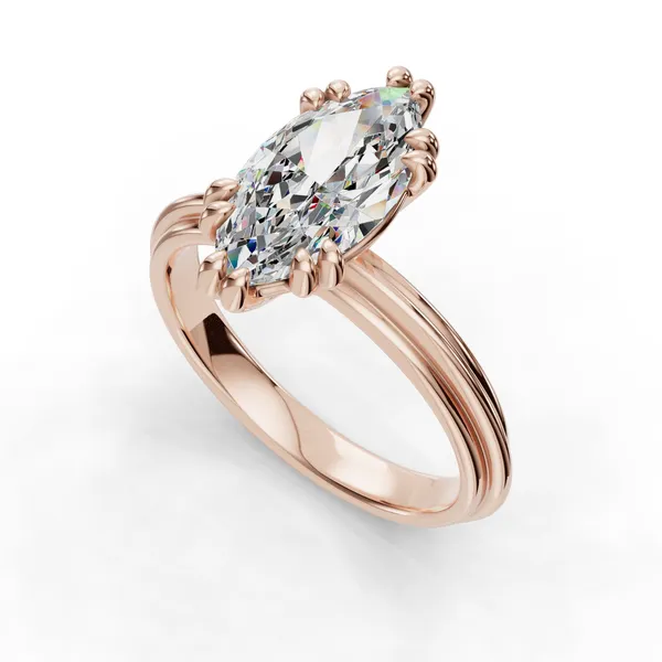 14K Rose Gold Marquise Engagement Ring Setting SVS Fine Jewelry Oceanside, NY