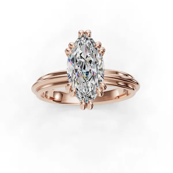 14K Rose Gold Marquise Engagement Ring Setting Image 3 SVS Fine Jewelry Oceanside, NY