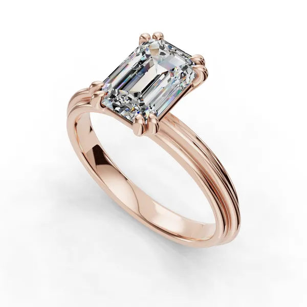 14K Rose Gold Emerald Engagement Ring Setting SVS Fine Jewelry Oceanside, NY