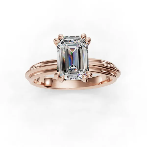 14K Rose Gold Emerald Engagement Ring Setting Image 4 SVS Fine Jewelry Oceanside, NY