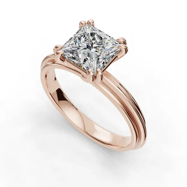 14K Rose Gold Princess Engagement Ring Setting SVS Fine Jewelry Oceanside, NY
