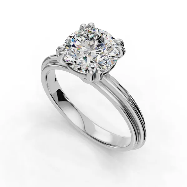 14K White Gold Round Engagement Ring Setting SVS Fine Jewelry Oceanside, NY