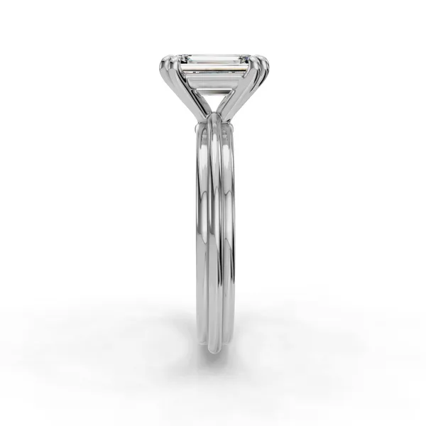 14K White Gold Emerald Engagement Ring Setting Image 3 SVS Fine Jewelry Oceanside, NY