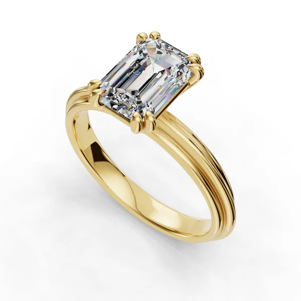 14K Yellow Gold Emerald Engagement Ring Setting SVS Fine Jewelry Oceanside, NY