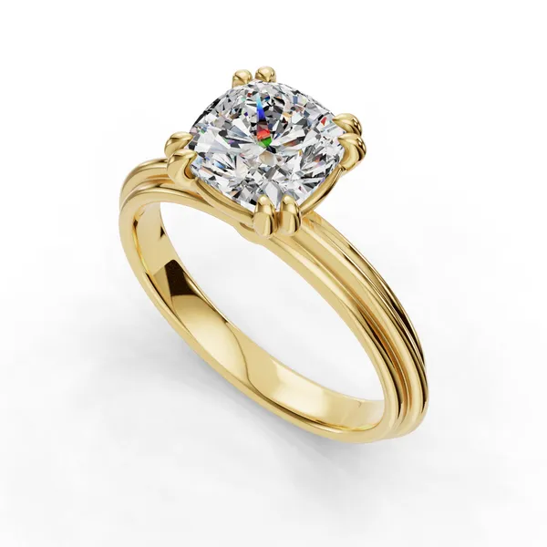 14K Yellow Gold Cushion Engagement Ring Setting SVS Fine Jewelry Oceanside, NY
