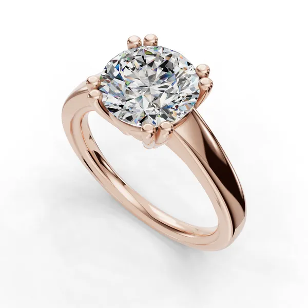 18K Rose Gold Round Engagement Ring Setting SVS Fine Jewelry Oceanside, NY
