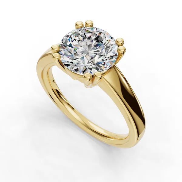 18K Yellow Gold Round Engagement Ring Setting SVS Fine Jewelry Oceanside, NY