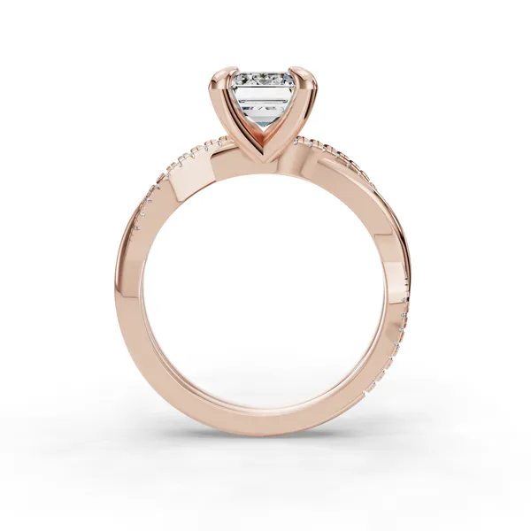 14K Rose Gold Emerald Engagement Ring Setting Image 2 SVS Fine Jewelry Oceanside, NY