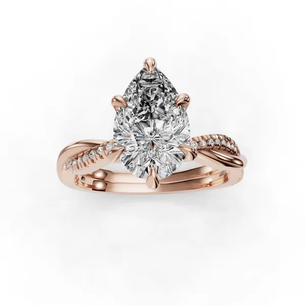 14K Rose Gold Pear Engagement Ring Setting Image 4 SVS Fine Jewelry Oceanside, NY