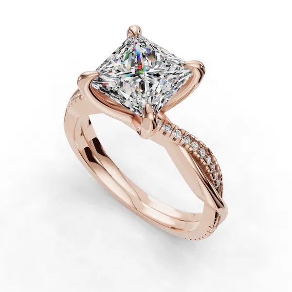 14K Rose Gold Princess Engagement Ring Setting SVS Fine Jewelry Oceanside, NY