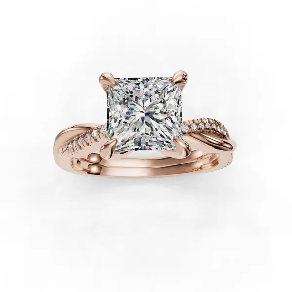 14K Rose Gold Princess Engagement Ring Setting Image 4 SVS Fine Jewelry Oceanside, NY