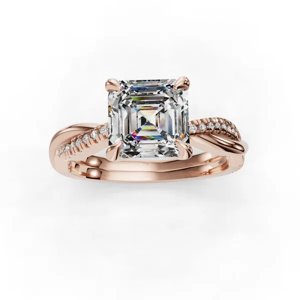 14K Rose Gold Asscher Engagement Ring Setting Image 4 SVS Fine Jewelry Oceanside, NY