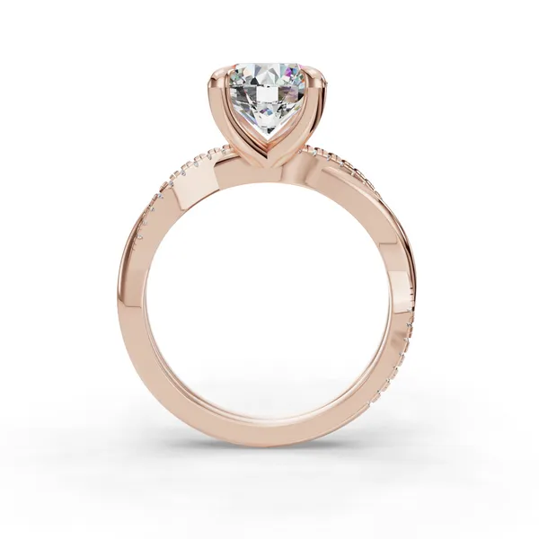 14K Rose Gold Round Engagement Ring Setting Image 2 SVS Fine Jewelry Oceanside, NY