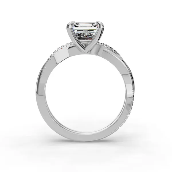 14K White Gold Asscher Engagement Ring Setting Image 2 SVS Fine Jewelry Oceanside, NY