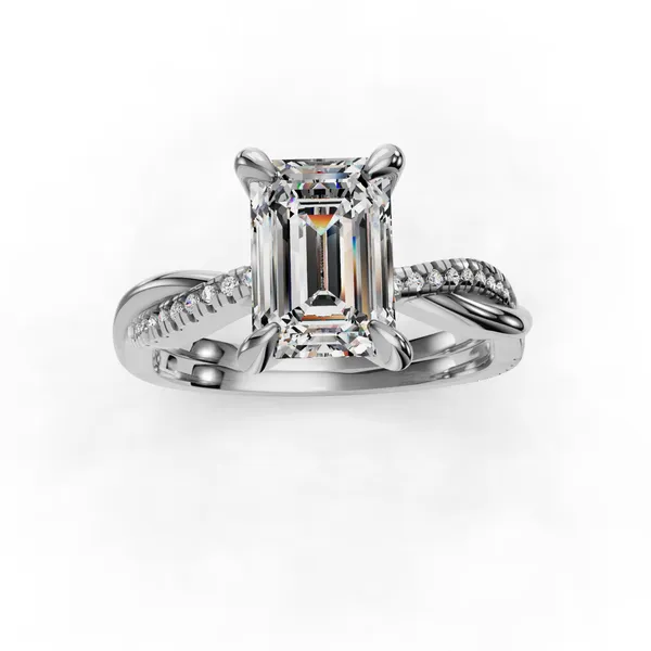 14K White Gold Emerald Engagement Ring Setting Image 4 SVS Fine Jewelry Oceanside, NY