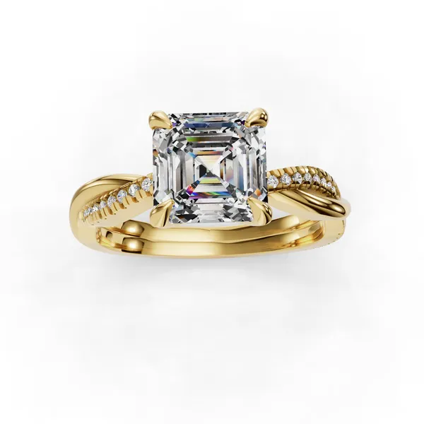 14K Yellow Gold Asscher Engagement Ring Setting Image 4 SVS Fine Jewelry Oceanside, NY