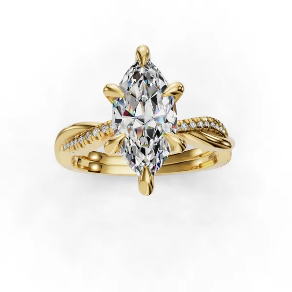 14K Yellow Gold Marquise Engagement Ring Setting Image 4 SVS Fine Jewelry Oceanside, NY
