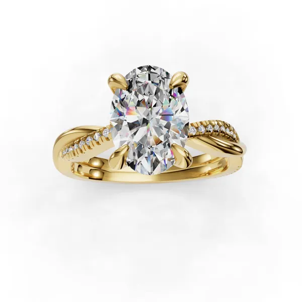 14K Yellow Gold Oval Engagement Ring Setting Image 4 SVS Fine Jewelry Oceanside, NY