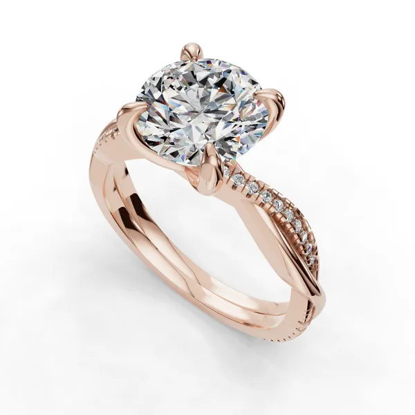 18K Rose Gold Round Engagement Ring Setting SVS Fine Jewelry Oceanside, NY